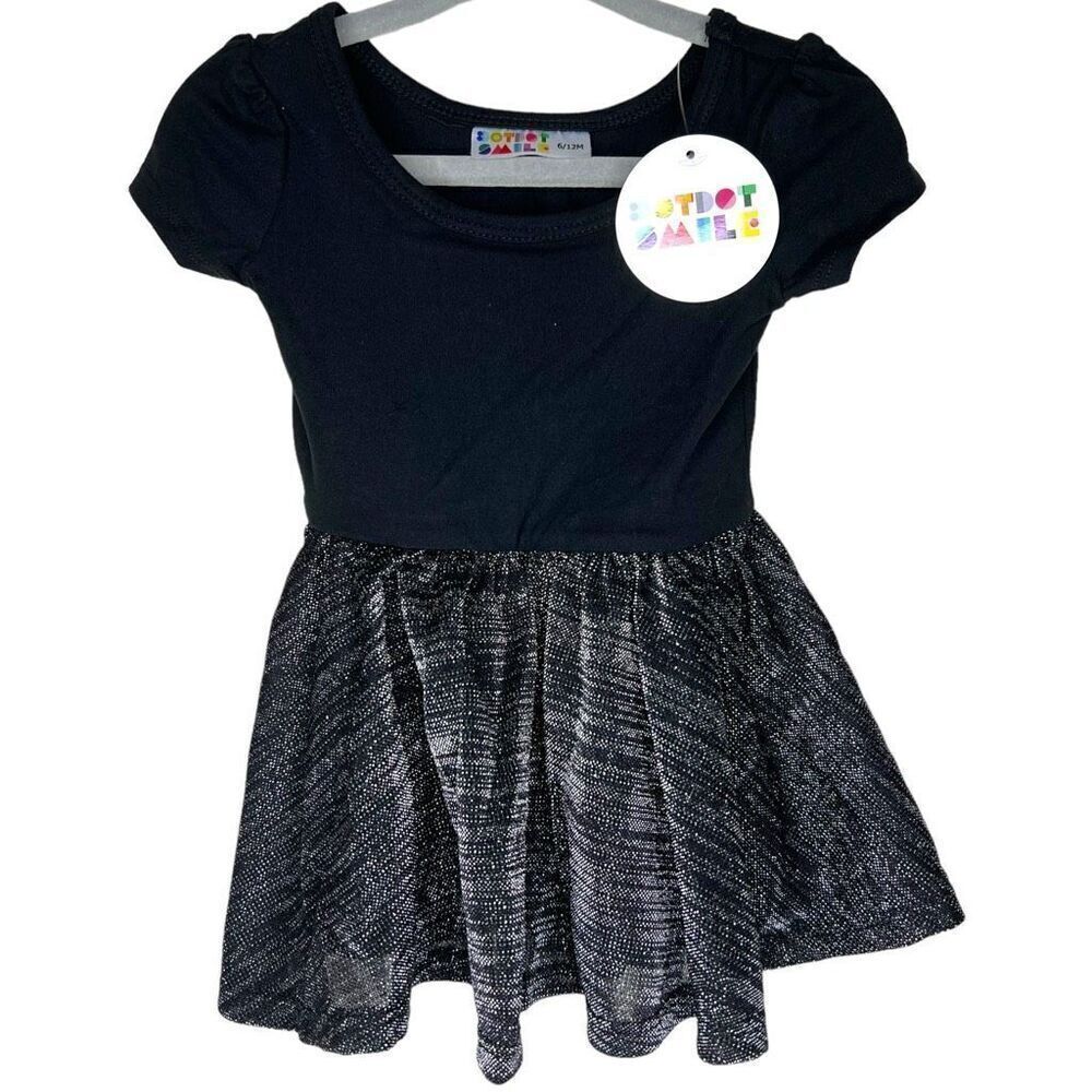 NEW Dot Dot Smile Black Shimmer Cap Sleeve Dress 6-12M
